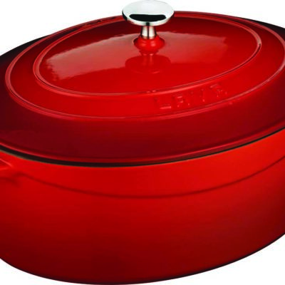 STEW Pentola in ghisa ovale rosso scuro H 18,5 x W 37 x D 23 cm - Ø 30 cm